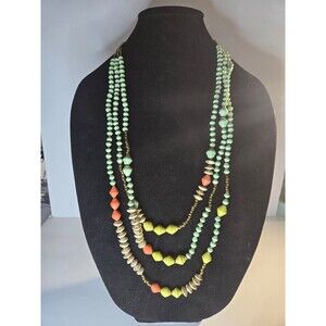 Beaded Necklace Layered Multistrand Multicolored